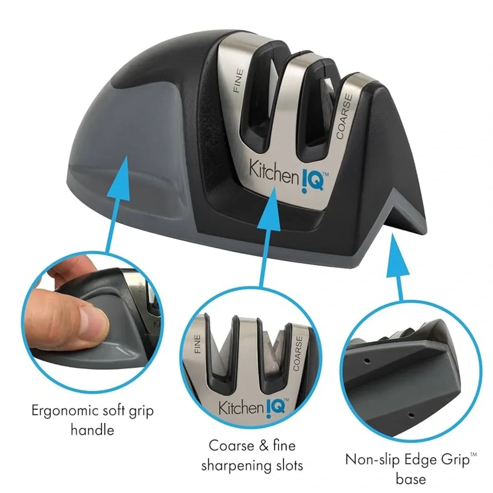 KitchenIQ Compact Knife Sharpener Edge Grip  Kitchen Tool NWT